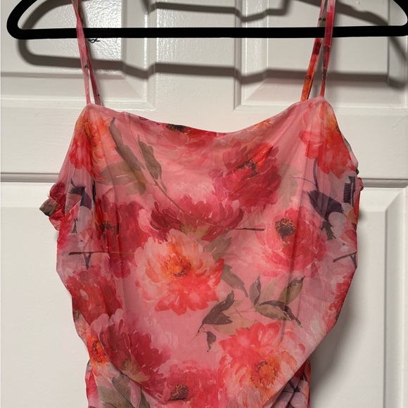 Lulu's Vibrant Pink Floral Midi Dress - Picture 5 of 7